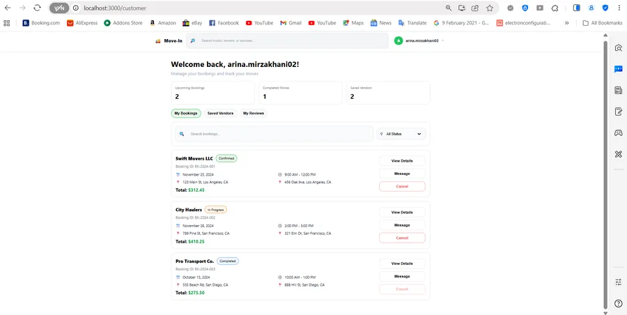 Move-In app screen from the implementation evidence document